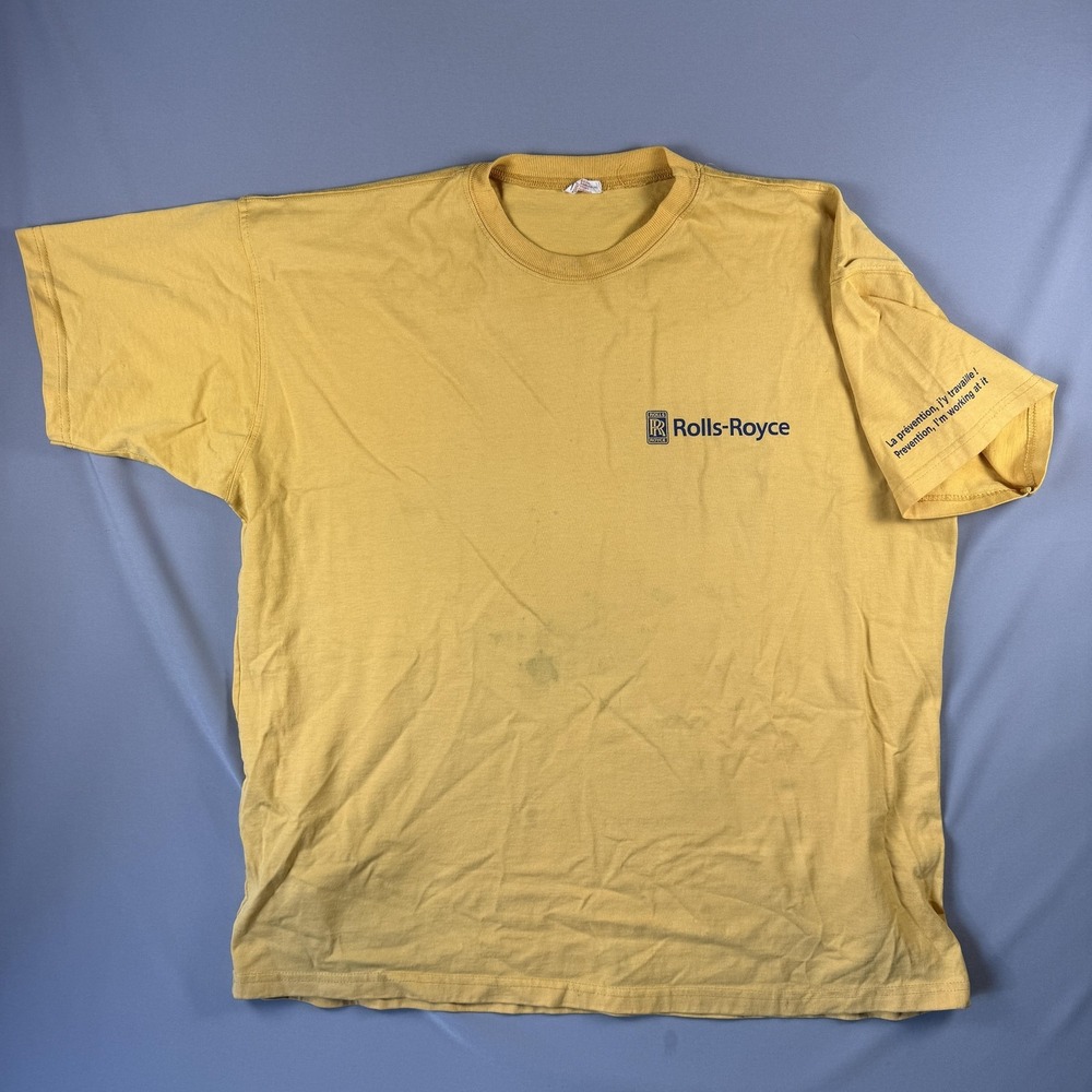 Vintage Rolls-Royce Shirt Mens XL Yellow Safe Employee Safety Graphic Tee Canada
